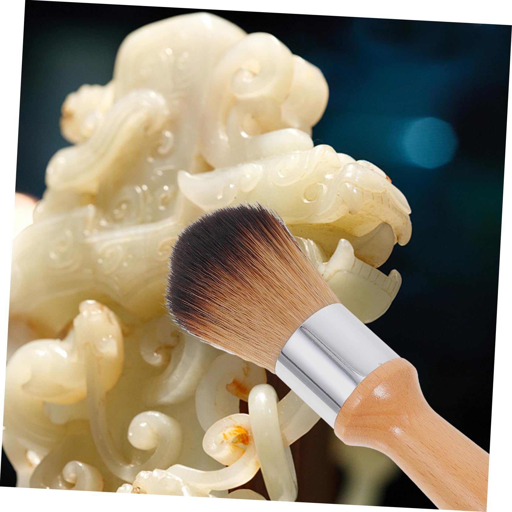 HOMSFOU Musical Instrument Dust Brush with Soft Elastic Bristles and Ergonomic Wooden Handle for Jade Ware Cleaning and Craft Maintenance 6.10 Inch - Image 2