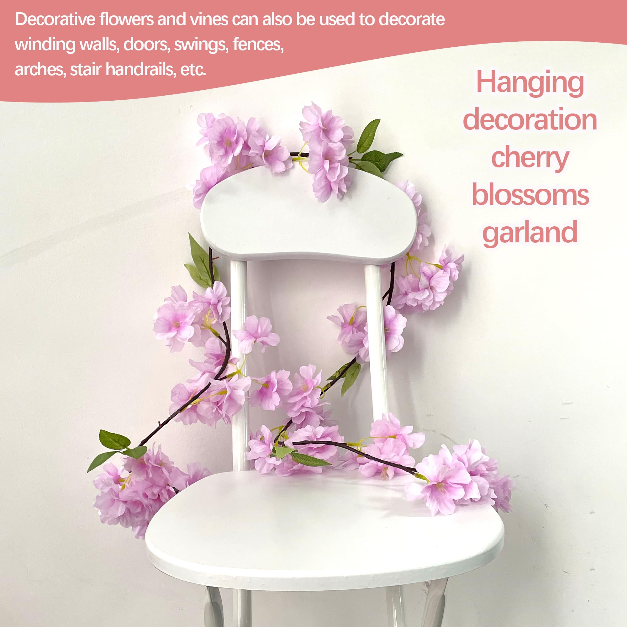 2 Rami Finti Di Fiori Di Ciliegio | 1.8m Bianchi Decorativi - Foto 3