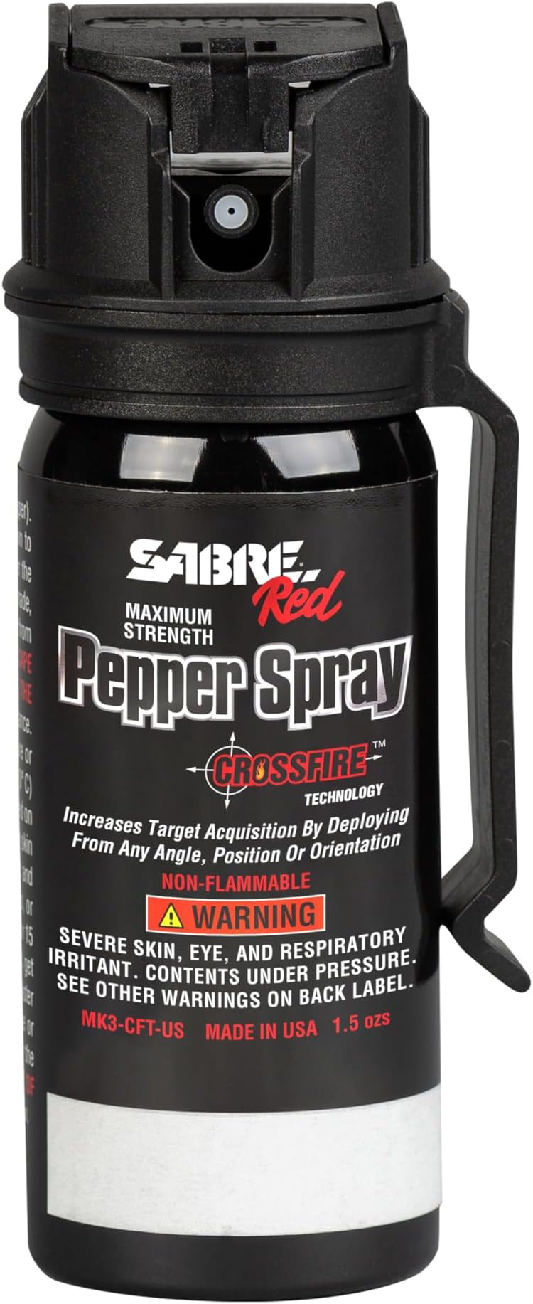 SABRE Crossfire Pepper Gel, Deploys At Any Angle, Maximizes Target Acquisition Against Multiple Threats, Belt Clip For Easy Carry, Fast Flip Top, Max Police Strength OC, Pepper Spray Option 1.5 fl oz