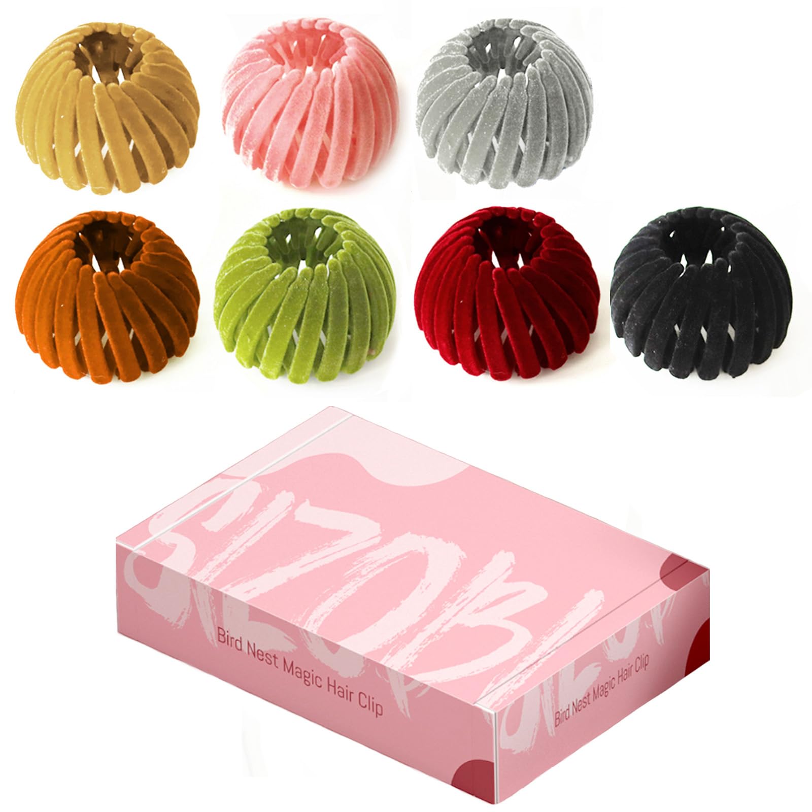 Sizobi Birds Nest Hair Clip Gift Box Set，Contains 7 Hiar Nest with 7 Colors