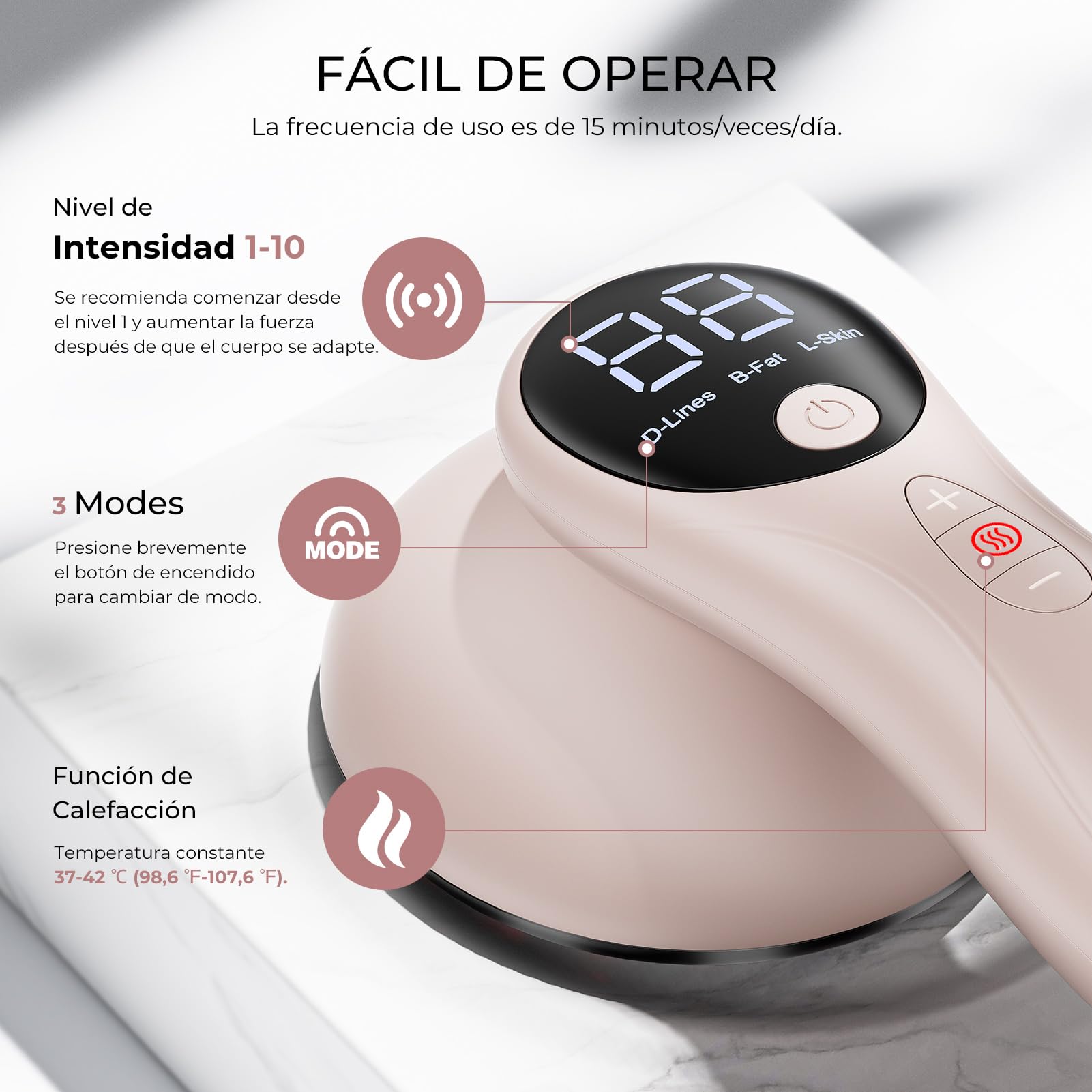 Masajeador Anticelulítico, Celulitis Masajeador Electrico para Masaje de Cintura, Abdomen, Glúteos, Brazos, Piernas y Espalda (Oro Rosa)