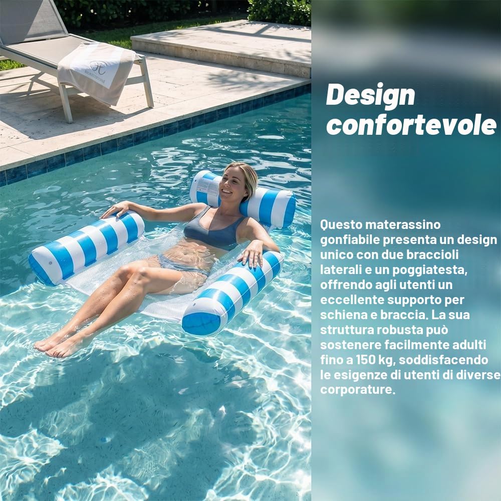 2 pezzi Amaca ad acqua, 4 in 1 Sedia Galleggiante per Piscina, Air materasso piscina accessori divertimento, Wasser hammock Air materasso