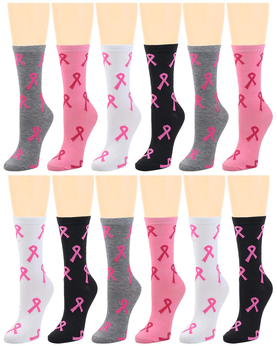 Falari 12 Pairs Women's Cotton Crew Socks Assorted Colors