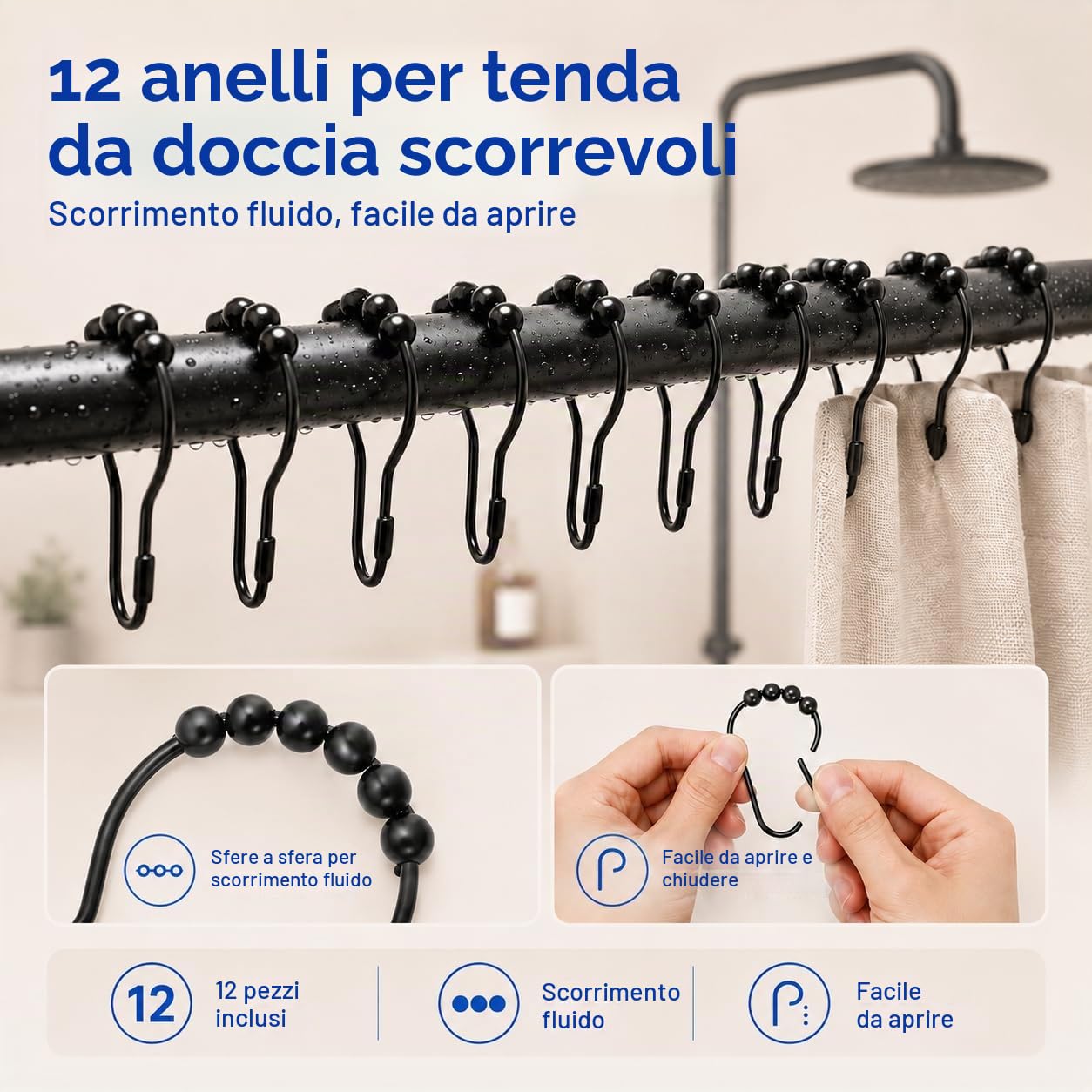 Bastone Per Tenda Da Doccia A Forma Di U/L, Bastone Per Tenda Da Doccia Angolare Retrattile In Acciaio Inox Nero. 75×(150-190)×75 cm Adatto Per Bagni, Spogliatoi, Negozi Di Abbigliamento