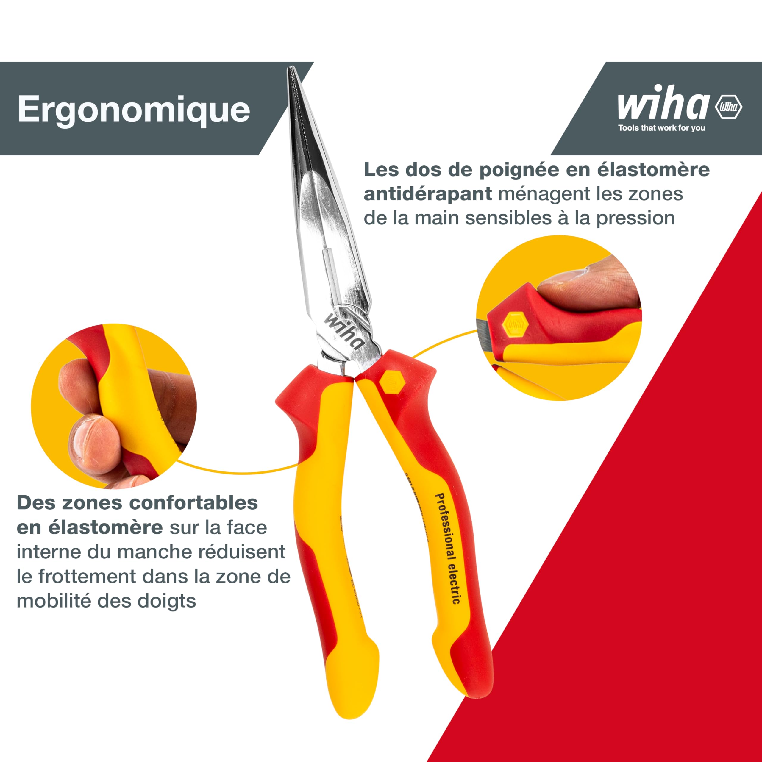 Wiha Z 05 0 200 06SB Pince demi-ronde Professional electric avec coupe-fils