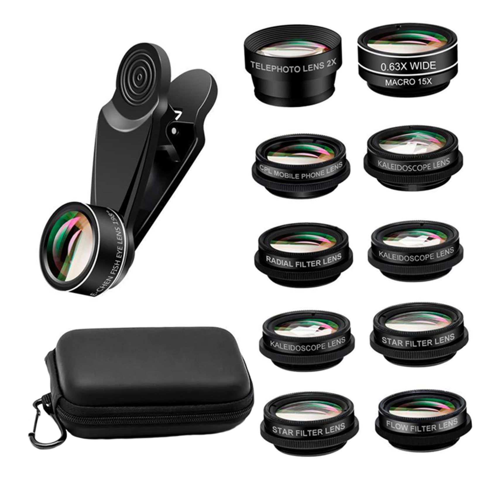 SHINEOFI Juego de Lentes para Cámara de Teléfono Lente para Fotografía de Teléfono Función Gran Angular y Macro, Compatible Móbil, Aleación de Aluminio y Vidrio Óptico