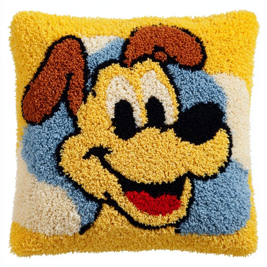 AxiangziK 43x43cm Latch Hook Cushion Making Kit,A Happy Little Dog