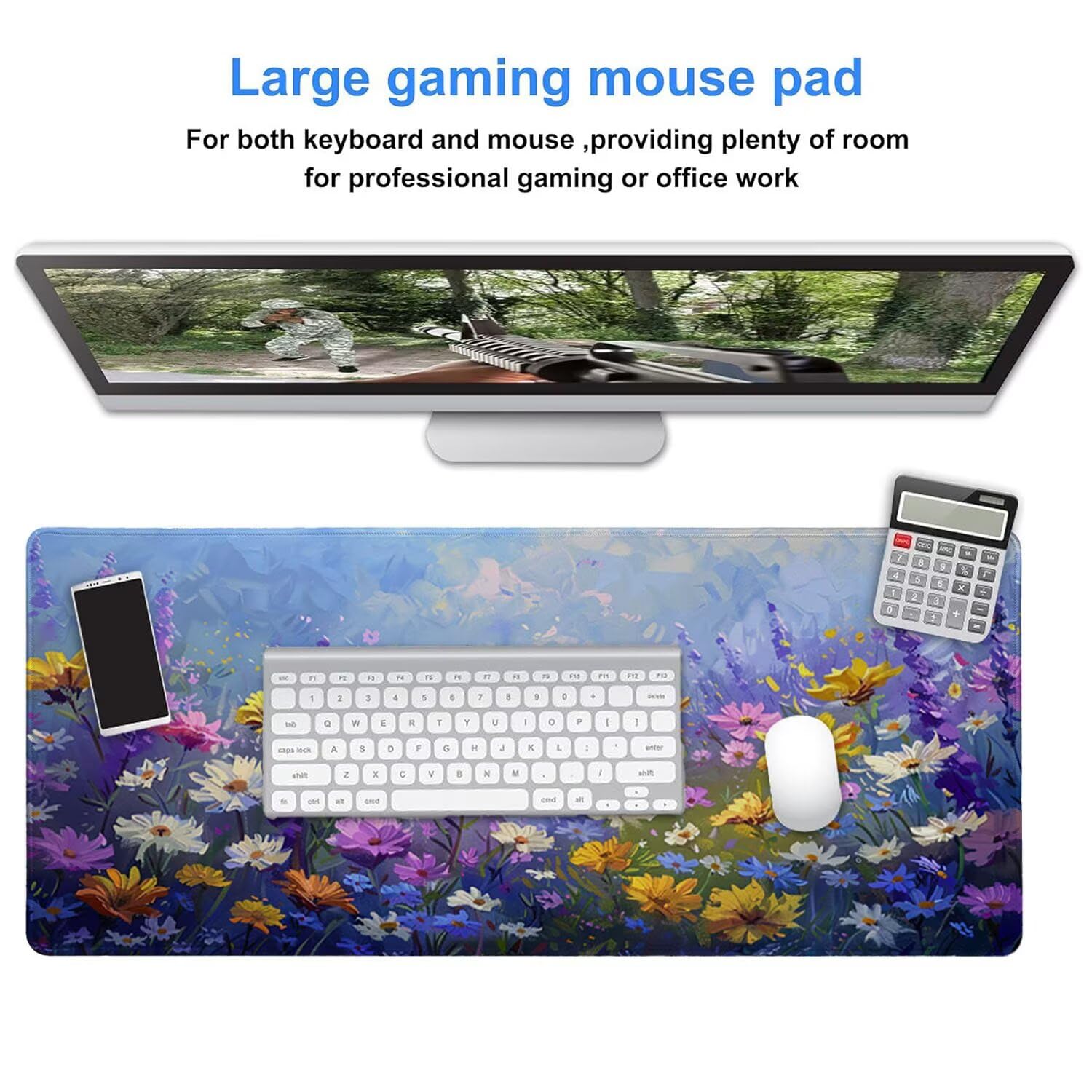 Podkładka pod mysz do gier, 1600 x 800 mm, XXL, duża gamingowa podkładka pod mysz, wodoodporna podkładka pod mysz, długa podkładka na biurko z przeszytymi krawędziami, mata na biurko z gumową podstawą