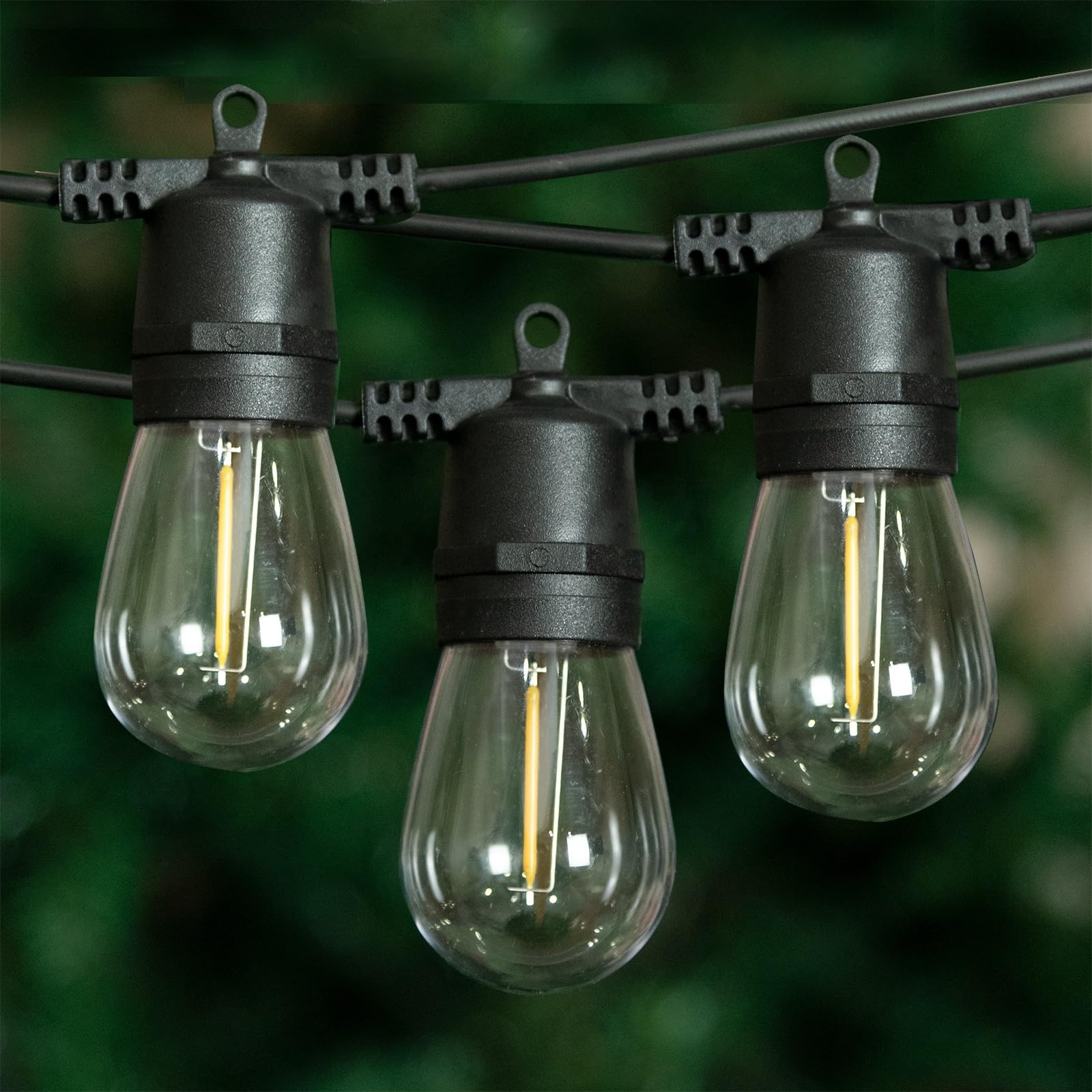 Guirlande Solaire Guinguette, 17m, Extérieur, 24 Ampoules S14 Oblongues, Blanc Chaud, IP65, Éclairage Festif, Alimentation Solaire