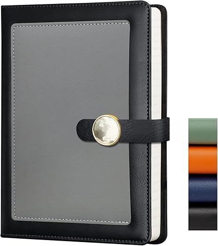 AHGXG Diario rayado para mujer, cuaderno de tapa dura de cuero A5, con hebilla magnética, bolsillo y caja de regalo, 192 páginas numeradas, papel