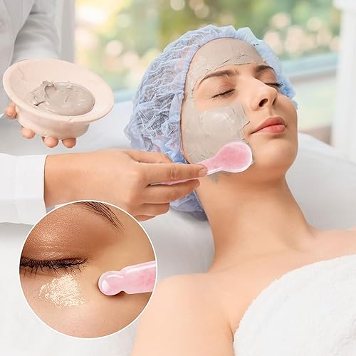 Miniatura 4 de Herramientas de masaje de raspado de Gua Sha de cuarzo rosa,Masaje Varita Acupuntura Terapia Stick Point Tratamiento