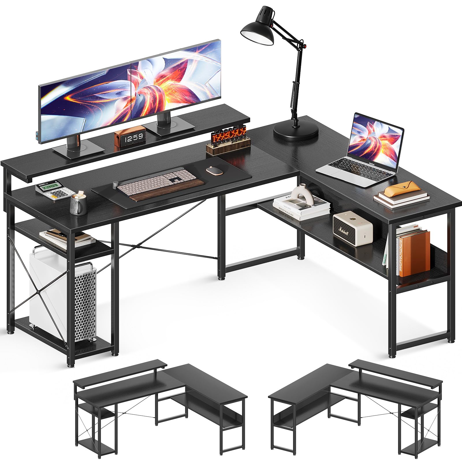 Amazon | ODK パソコンデスク 幅155 ゲーミングデスク デスク l字 机  