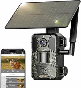 Trail Camera, Cellular Trail Camera with Built-in SIM Card 4G Unlimited Data Plan 2k HD Live Streaming Game Cameras with Night Vision Motion Activated Waterproof IP66 4W Solar Panle Trail Cam asin的图片