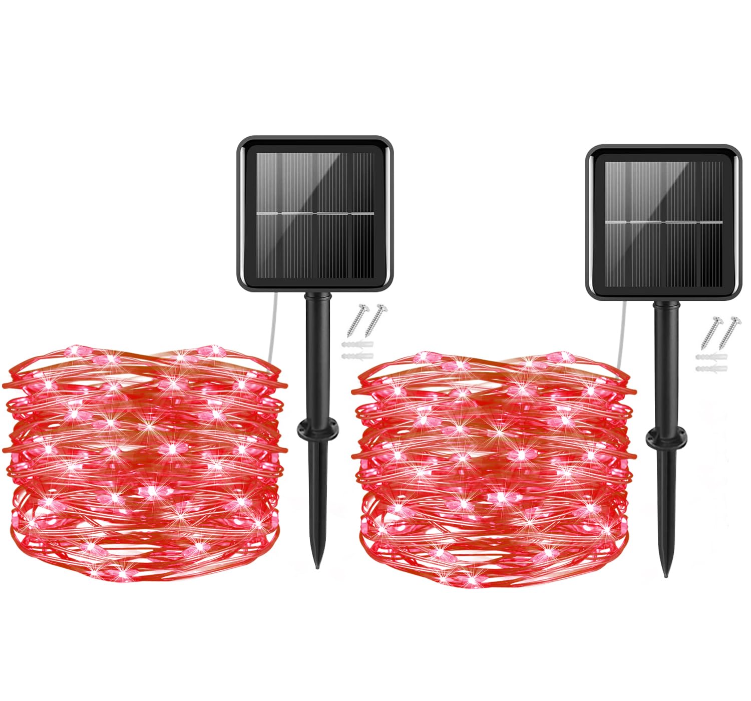 cshare Solar Fairy Lights Outdoor, 50LEDs 2 Pack Garden Solar Lights 16Ft/5m 8 Modes Waterproof Copper Wire Lights for Patio Wedding Pathway Christmas Home Party GardenHalloween Decorations(Red) — image 1