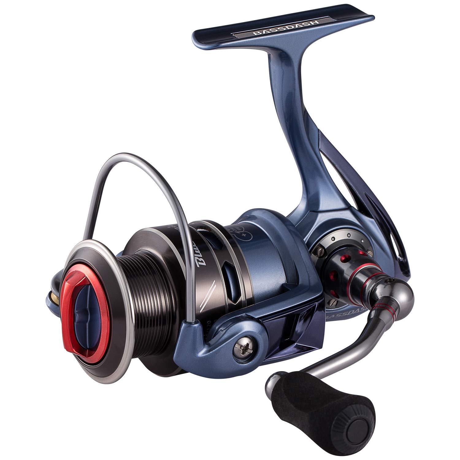 Bassdash Alien All Carbon Lightweight Spinning Fishing Reel, BlueMagic Reel with Aluminum Body & Carbon Rotor, Corrosion Resistant Bearings & Carbon Fiber Drag, in Sizes 2000, Spinning Reels