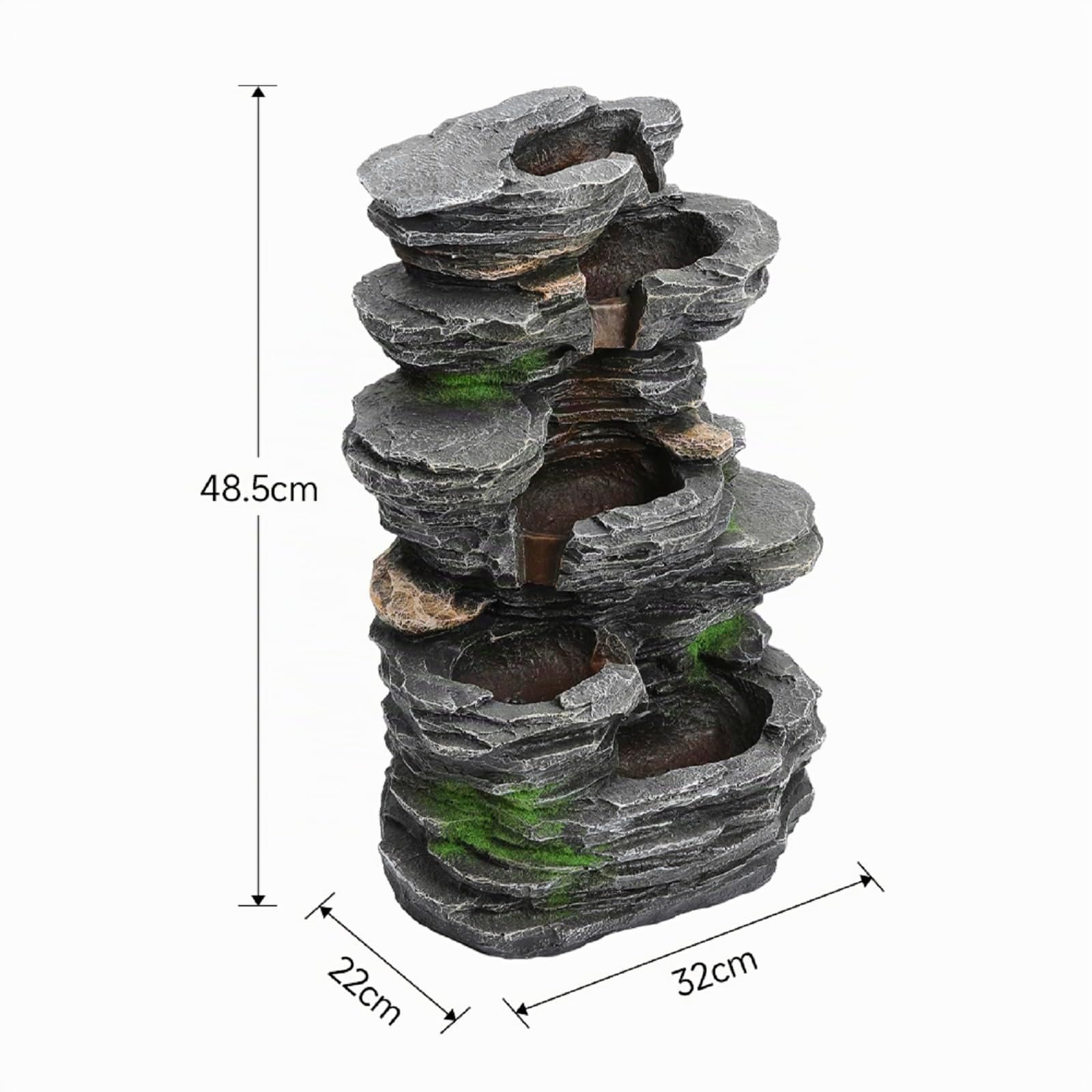 BTGGG Solar Brunnen für Draussen,Natürlicher kaskadierender Felsen Solar Springbrunnen für Außen mit LED-Beleuchtung,Groß Gartenbrunnen Solar Wasserspiel für Garten Terrasse und Balkon