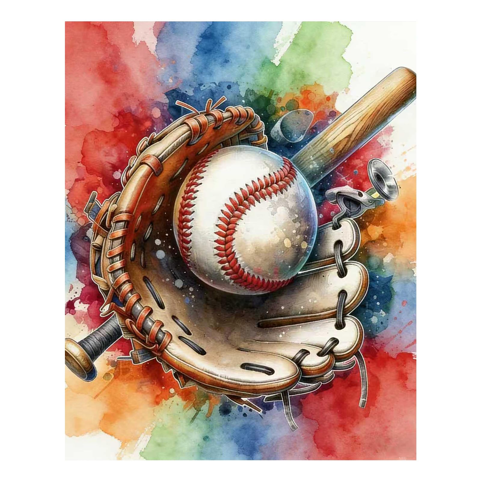 Mafenr Art Baseball Paint by Numbers for Adults, Baseball Paint by Numbers Adults, Painting by Number Canvas for Gifts and Wall Decoration 16x20Inch/40x50cm