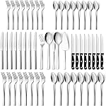 HaWare 53-Piece Cutlery Set for 8, Stainless Steel Silverware Flatware Sets with Steak Knives, Serving Utensil Set Include Knife Fork and Spoon, Dishwasher Safe