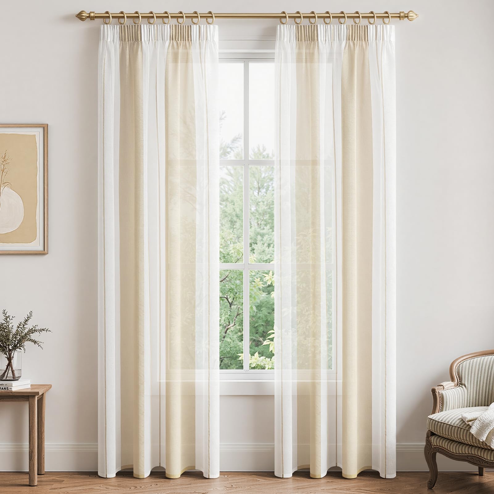 MRTREES Cortinas Dormitorio niño Cortinas Salon Modernas 2 Piezas Blancas Beige 2X A140xL245CM semiopacas Global Recycled Standard Global Recycled Standard Global Recycled Standard