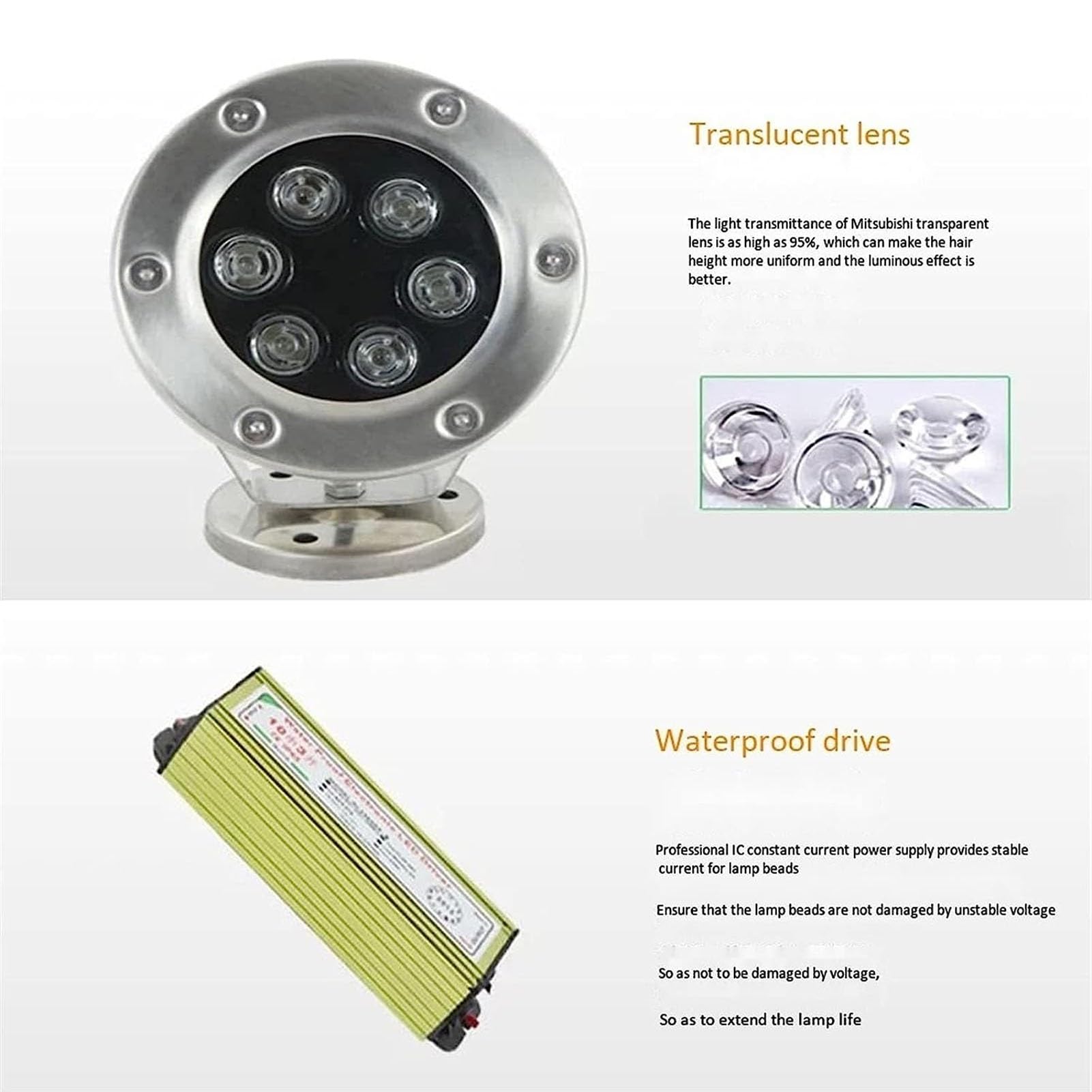 Faretto Subacquei - Luce Da Immersione A LED, Luci Da Laghetto Subacquee A LED 12V, Faretto A Led Impermeabile IP68, Luce Orizzontale A 180° Regolabile, Per Giardino, Fontana ( Color : RGB , Size : 18