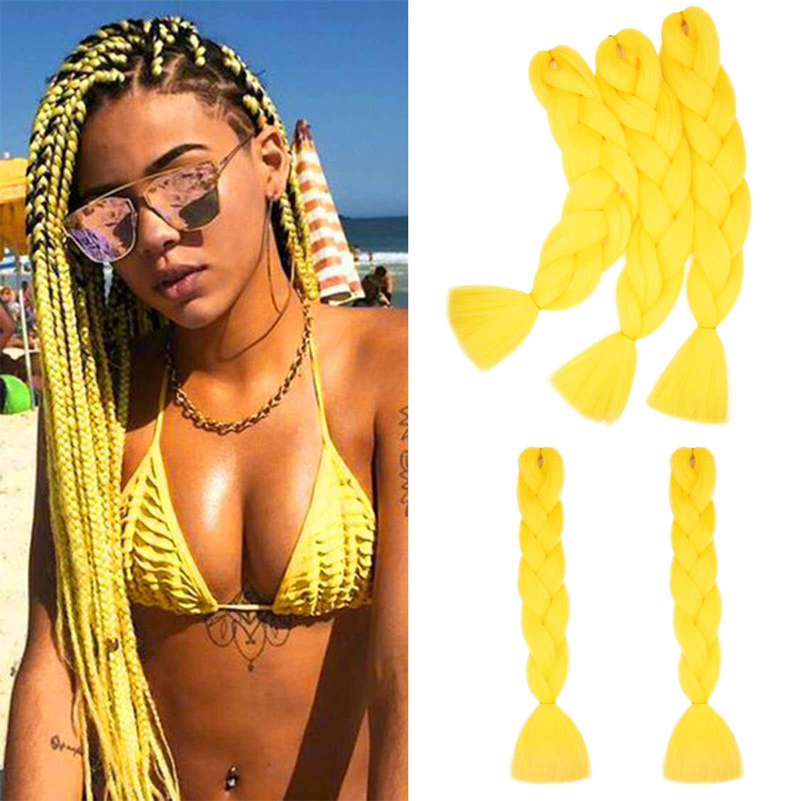 Gairyan Braiding Hair Extensions Ombre Jumbo Braids Synthetic Hair 5packs 24 inches 500g Coloured Hair for Braiding Extensions Box Braids Crochet Twist