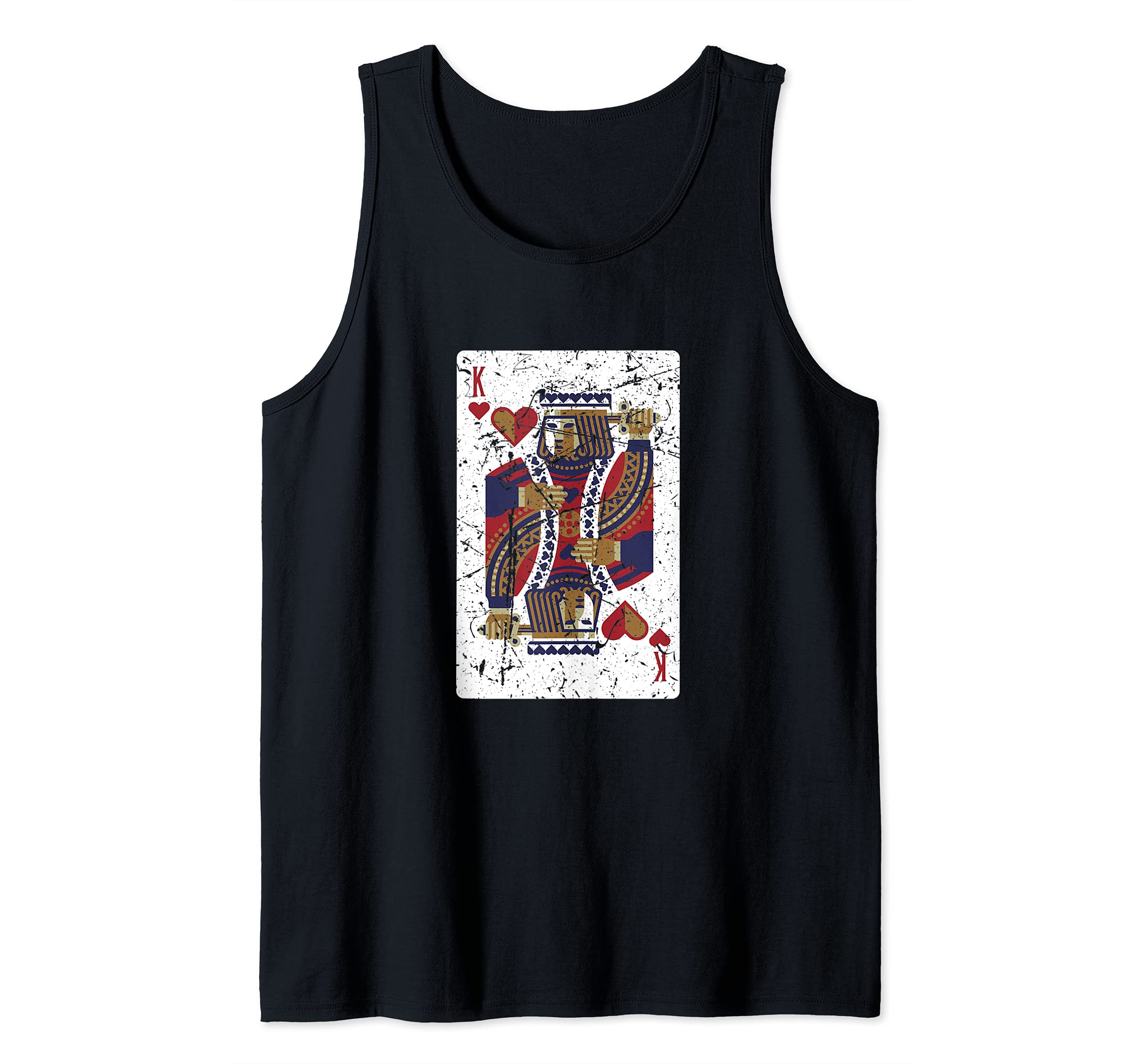 Mens Funny King Of Hearts Card Design Poker Player Tank Top, Black