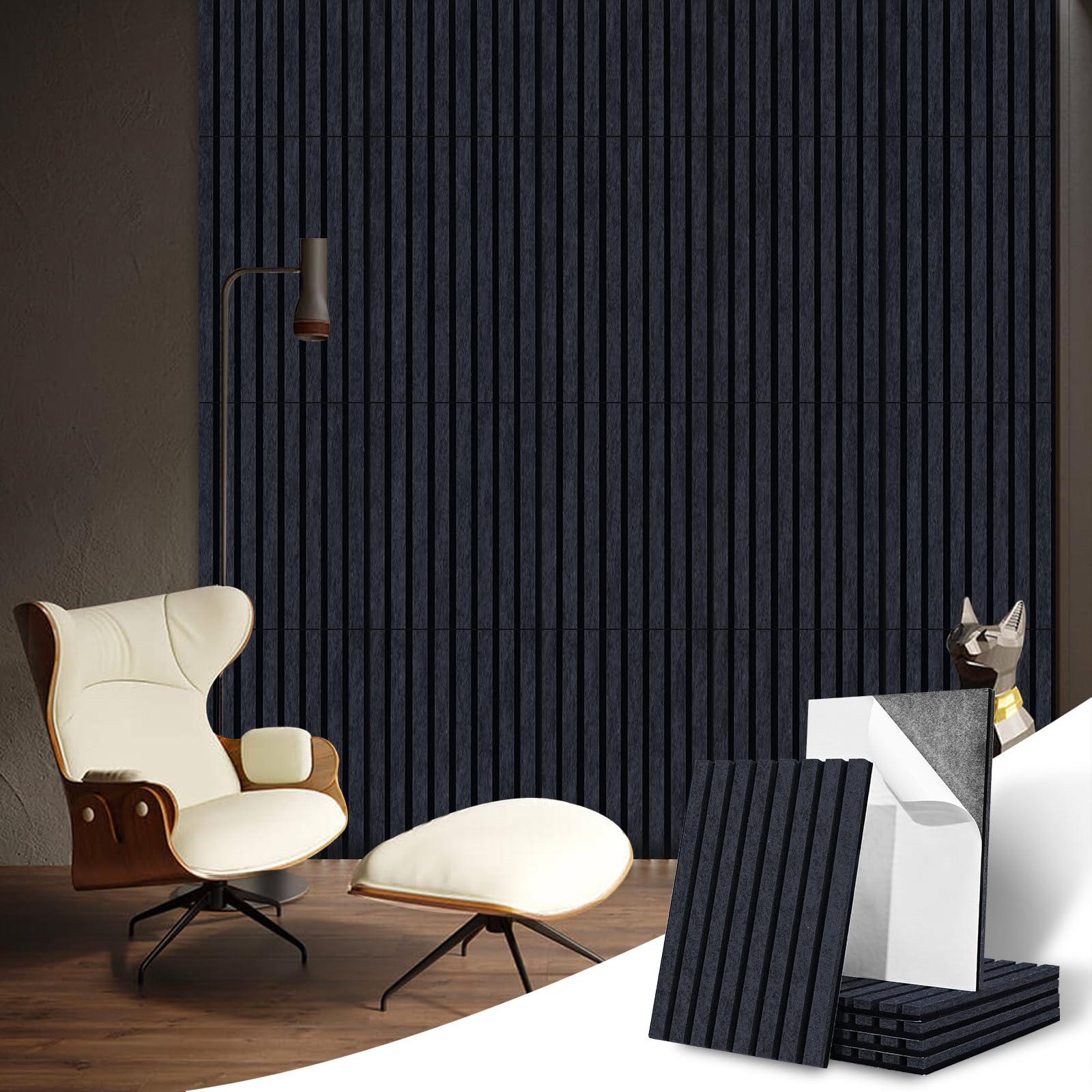 AtawLege 6 Pack Double Layered Self-Adhesive Acoustic Panels, 12