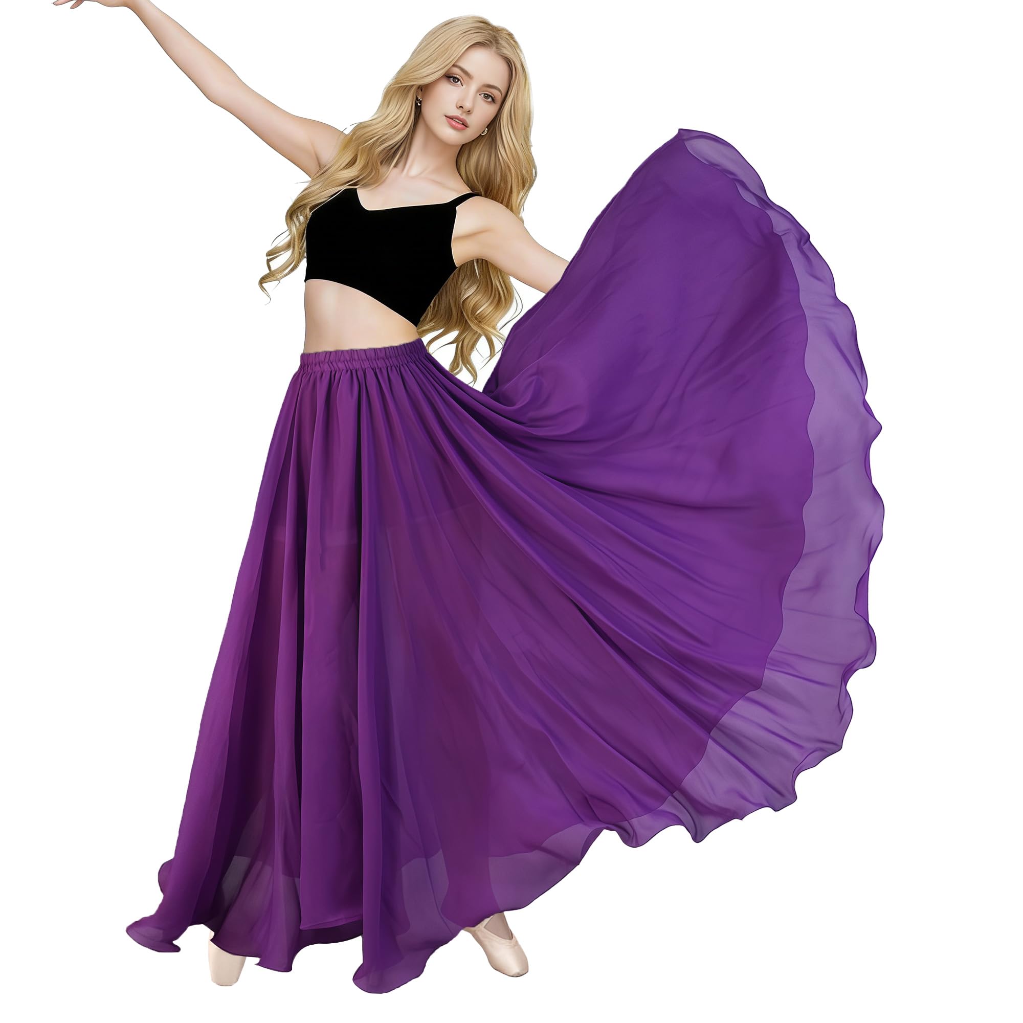 Bauchtanz Rock Damen Bauchtanz Kostüm Tänzerin Chiffon Röck Swing Langer Rock Festival Performance Kleidung
