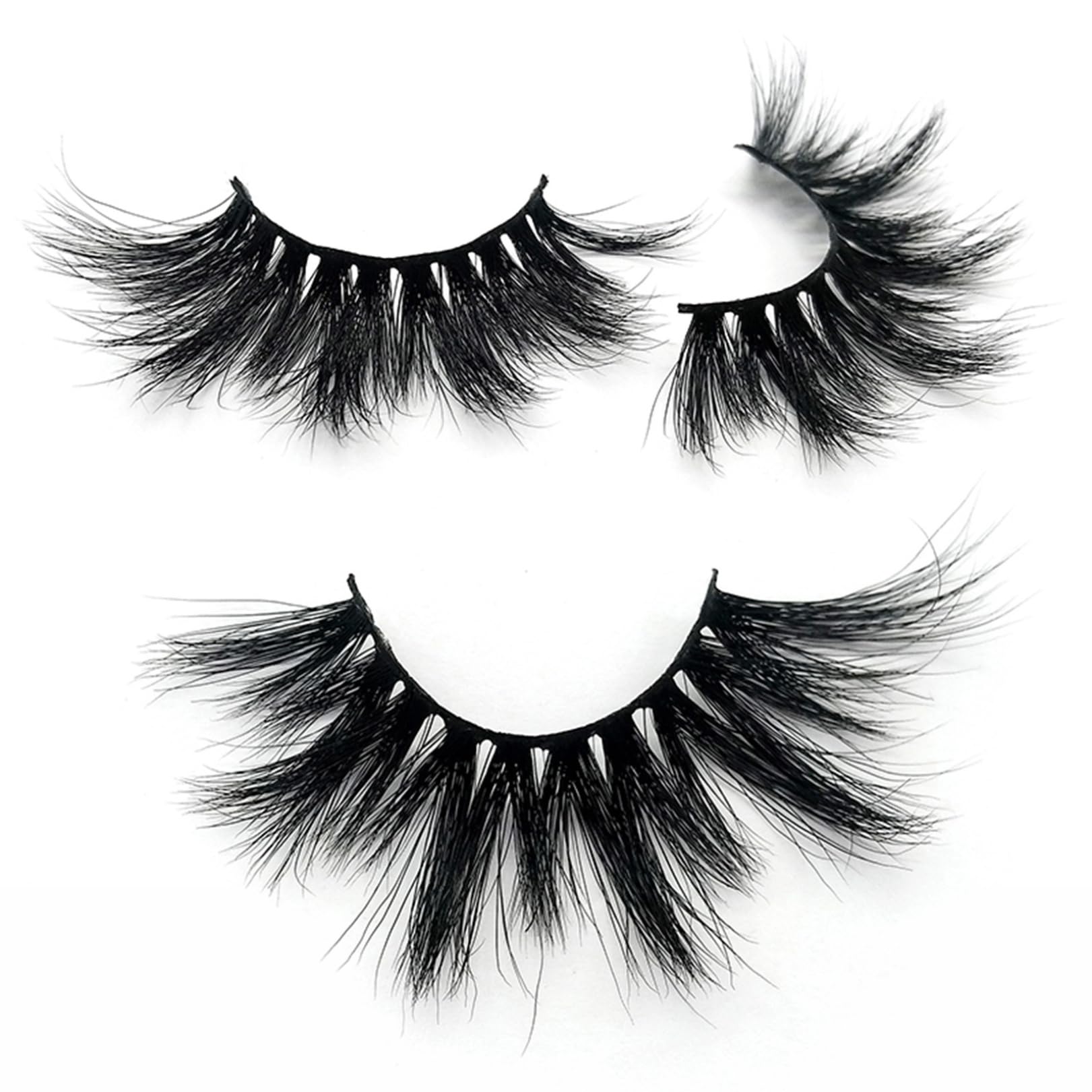 FEESHOW Reusable 3D Mink False Eyelashes 25mm Long Thick Volume Soft Natural Lightweight Fake Lashes 1 Pair Black