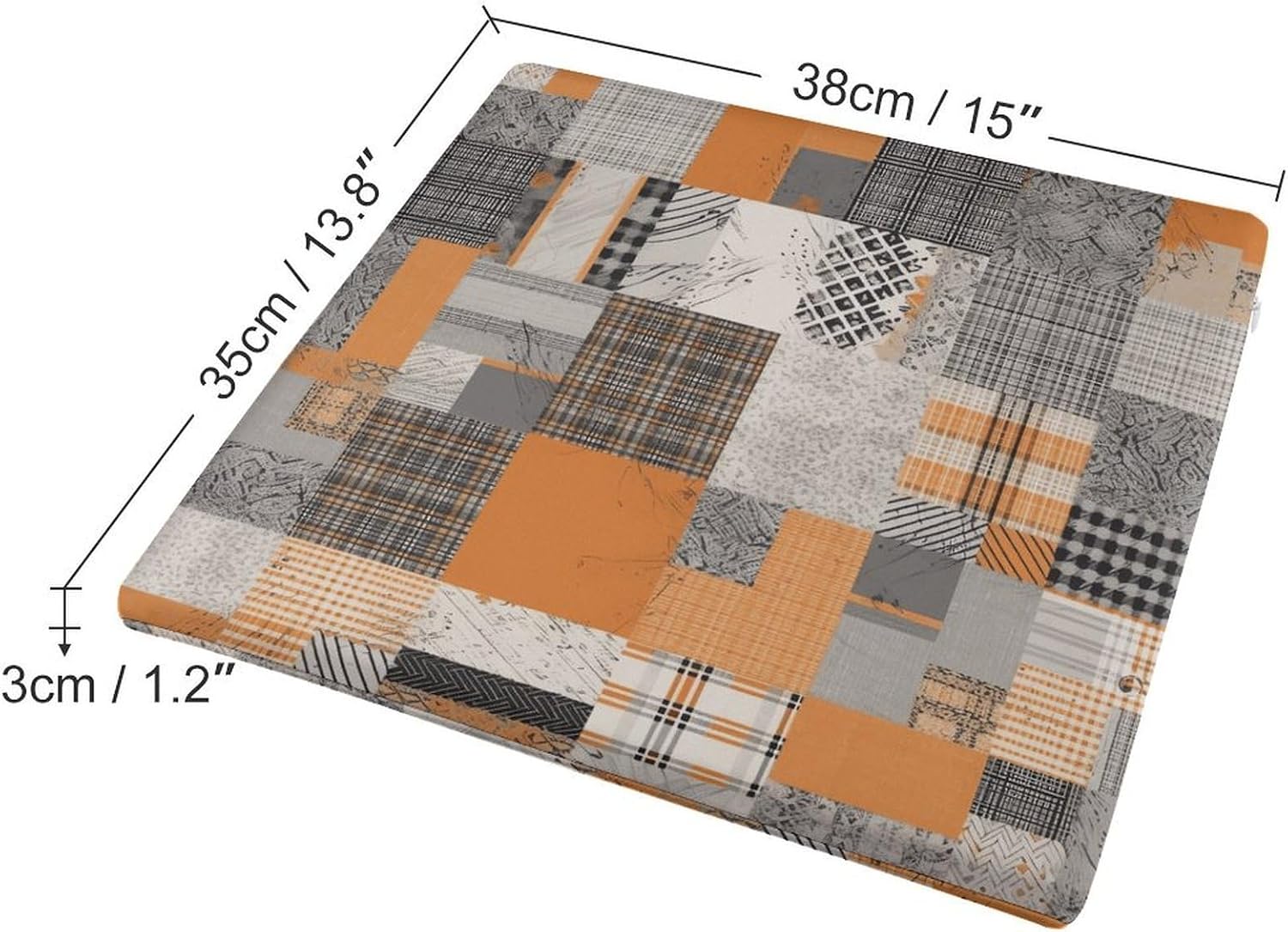 Patchwork Style Pattern Chair Cushion Floor Pillow Stool Cushion | Cushions with Removable Cover with Square Memory for for Chair Living Room Balcony Office Sofa,13.8*15*1.2 Inch