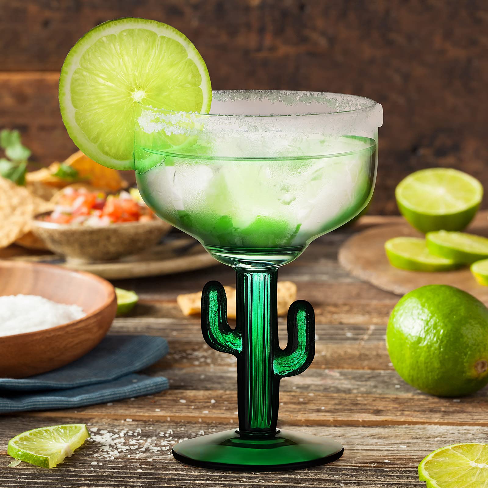 Lauwell Kaktus Margarita-Glser Saguaro Cocktailglas zum Trinken von  Margaritas, Pina Coladas, Daiquiris und anderen Cocktails, 340 ml, 2 Stck  : ...