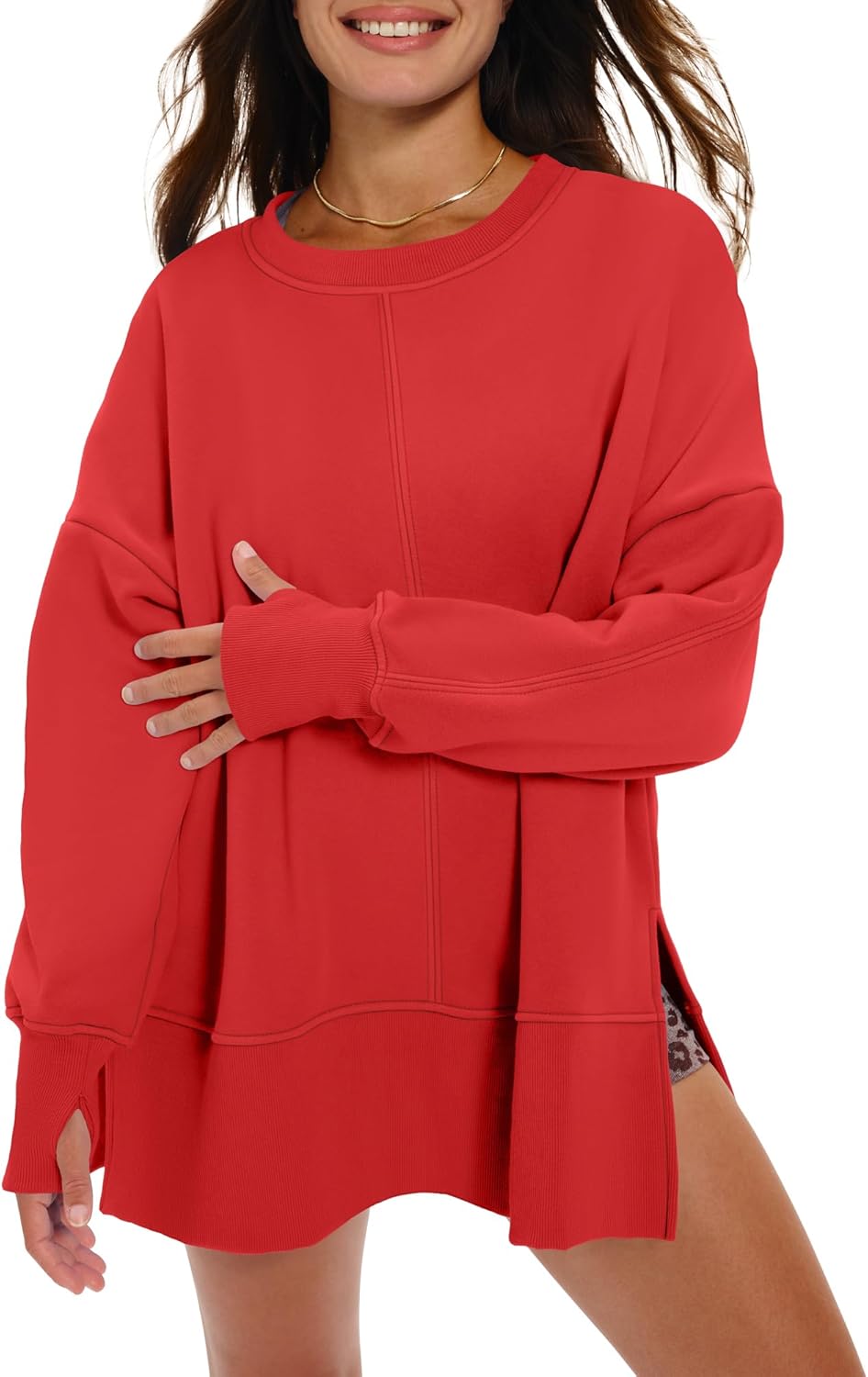 Gacaky Womens Oversized Sweatshirts Crewneck Long Sleeve Hoodies 2025 Fall Fashion Y2k Pullover Tops Clothes with Thumbhole