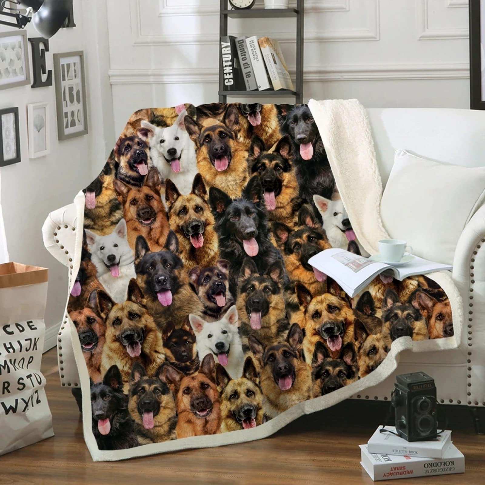 ALYOU 3D Print Throws Blanket King Size German Shepherd Black, Comfort Soft Sofa Bed Throw Blanket 152x204cm, Modern Fashion Design Style Children Adults Bedroom Decor - Fluffy Blankets 60"x80"