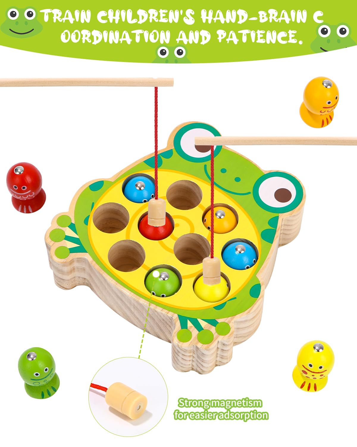Juguetes Montessori 2 Años,Juegos magnéticos de Pesca de Madera, Juego de Pescar para Niños, Regalos educativos para niños de 3 4 5 años