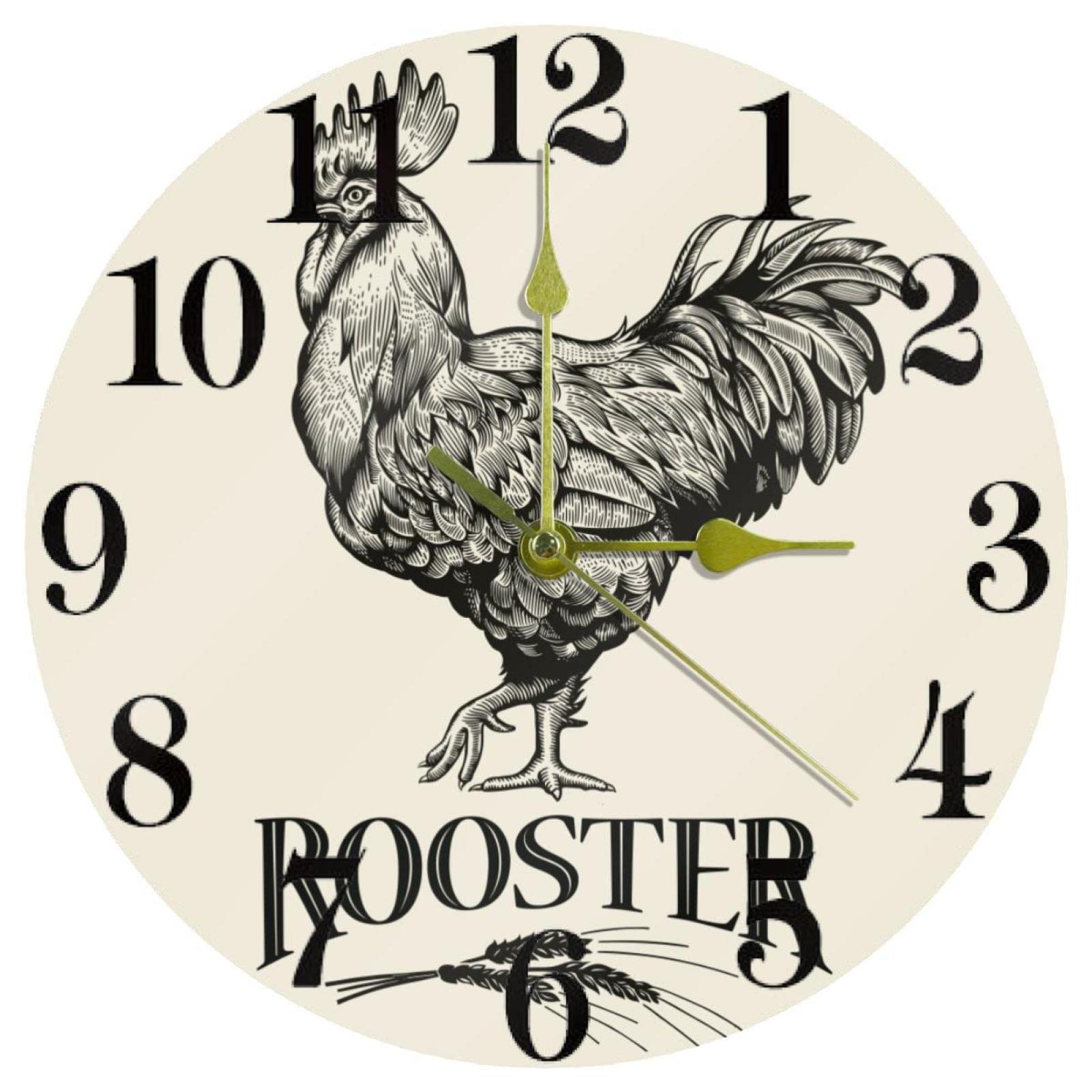 Horloge murale vintage coq 25,4 cm mecanisme de precision
