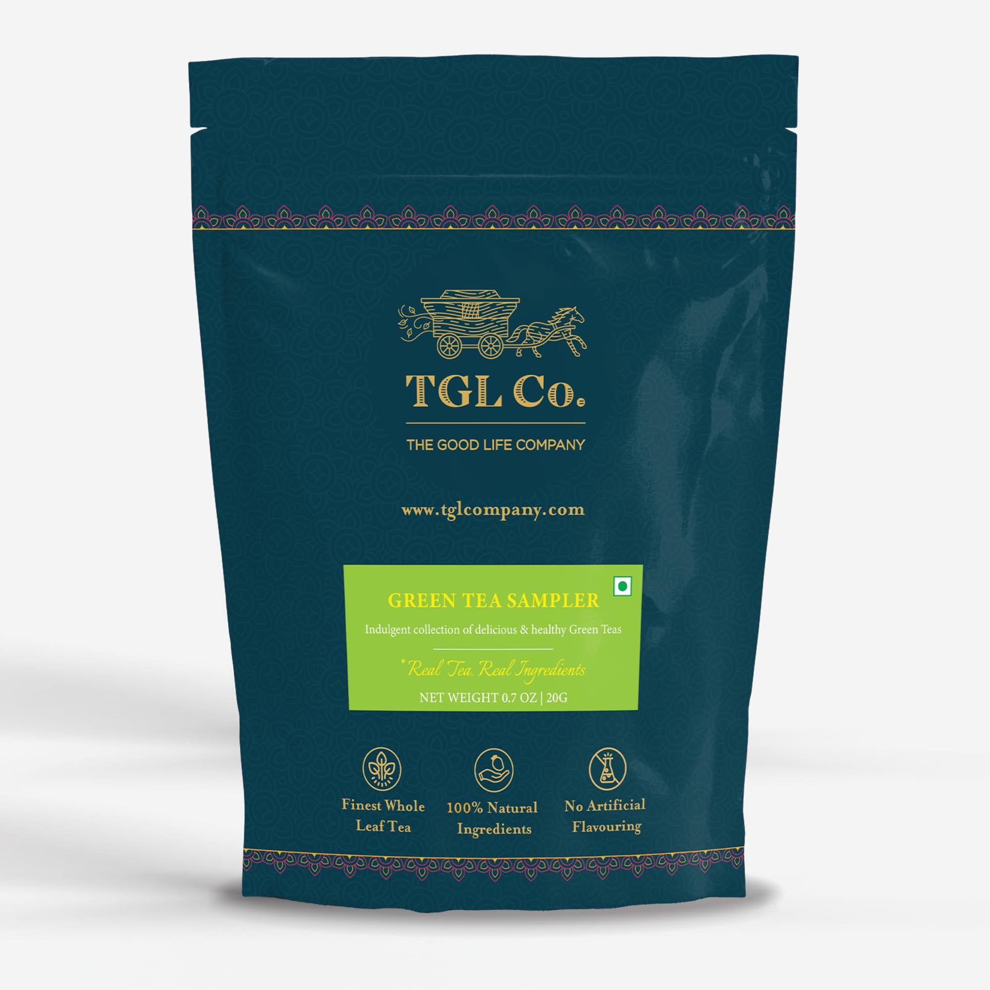 TGL Co. Green Tea Sampler Box (10 Assorted Tea Bags) | Immunity & Digestion Boost | Supports Heart & Brain Health | Antioxidant-Rich | Refreshing Wellness Tea