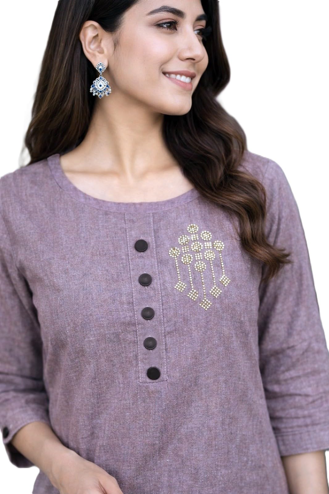 Women’s Embellished Khadi Cotton Kurti | Ethnic Straight Kurta Top | Breathable Casual Regular Fit-image-13