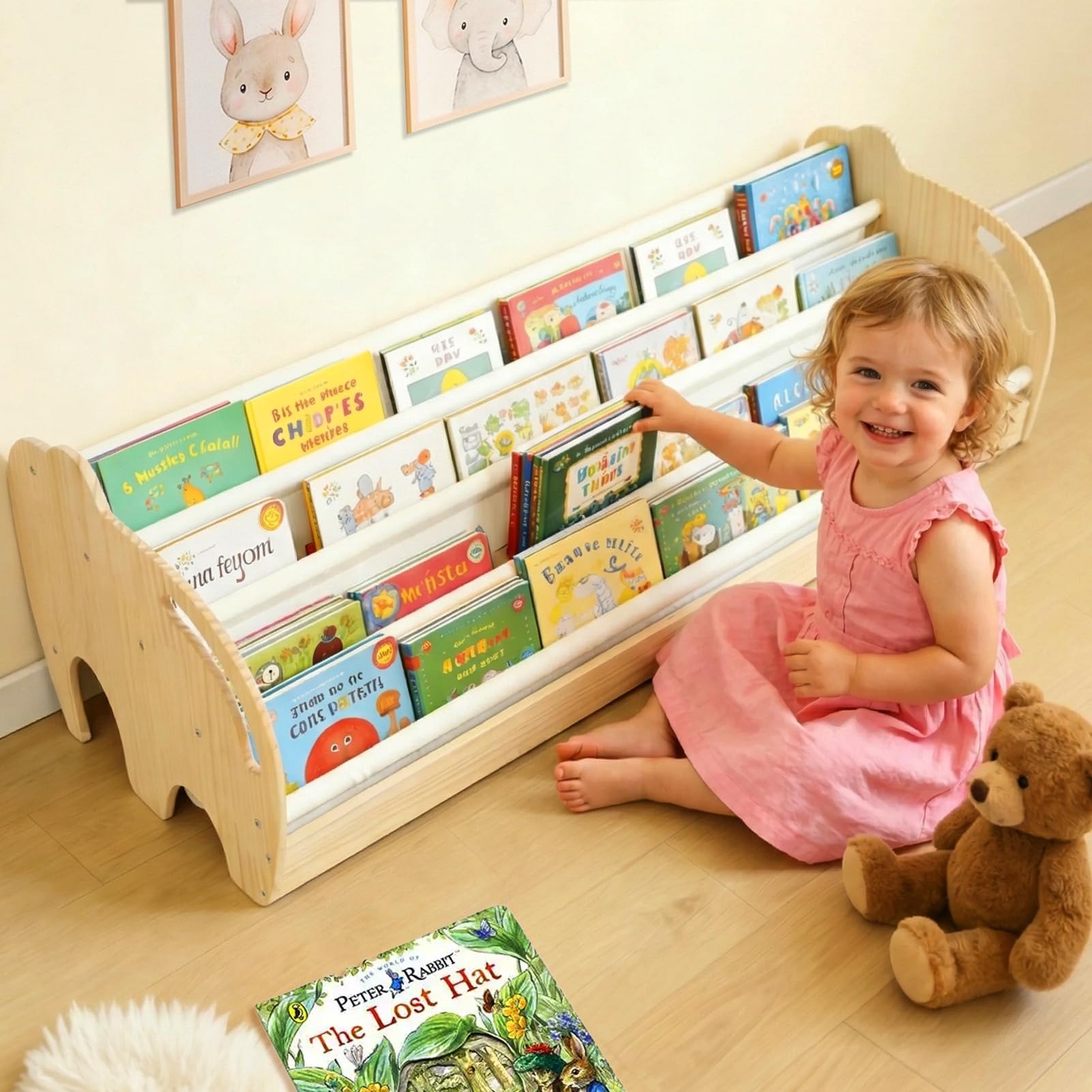 Wdmiya Bibliothèque Enfant Bois – Étagère Livres Montessori, Rangement Livres Enfants, Présentoir Livres Face Avant, Meuble Chambre Enfant, Cadeau Garçon Fille