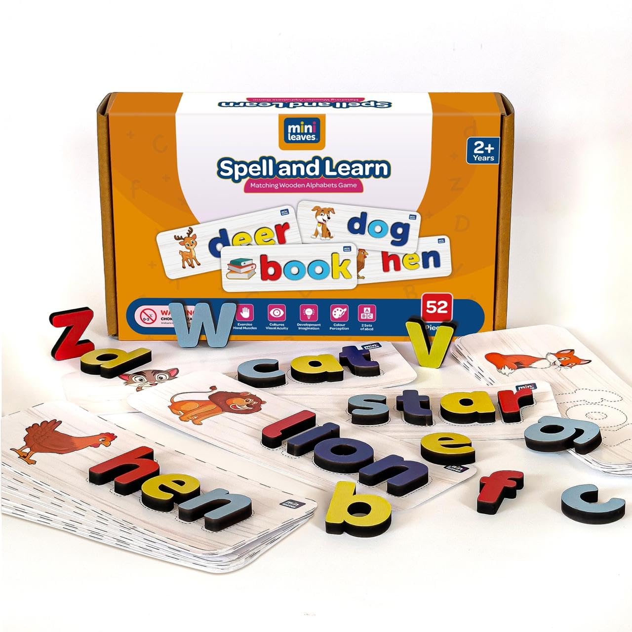 Mini Leaves Spell and Learn Letter Matching Wooden Alphabet Game with Flash Cards| Early Educational Preschool Interactive Learning Activity Game Toy for Kids 2 3 4 5 Years- 52 Pieces (B0CJ6TXTRH) Amazon Price History, Amazon Price Tracker