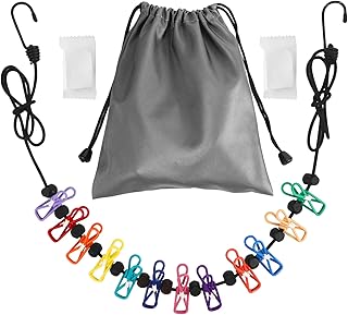 Tekeviss Retractable Portable Travel Clothesline with 12 clothespins and a face Towel, Suitable for Home Indoor and Outdoo...