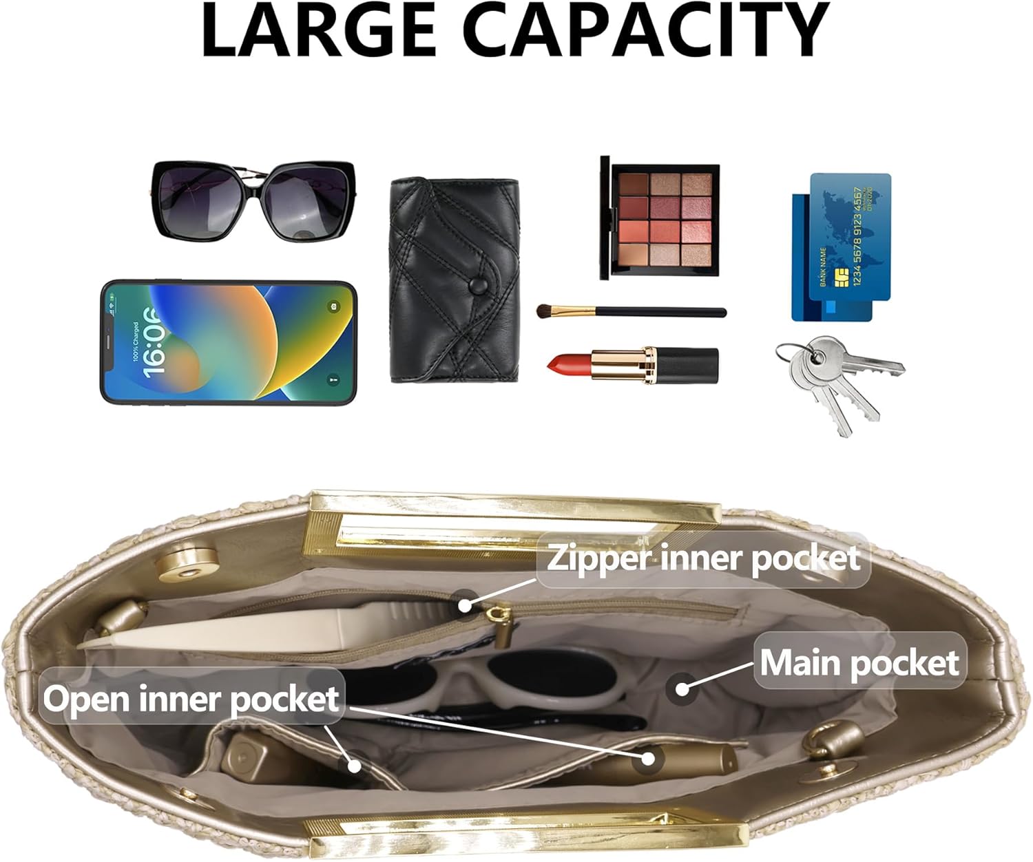 Milisente Clutch Purses for Women Formal Casual Sparkly PU Leather Handbag Purse with Handle for Prom Cocktail Wedding - Image 5