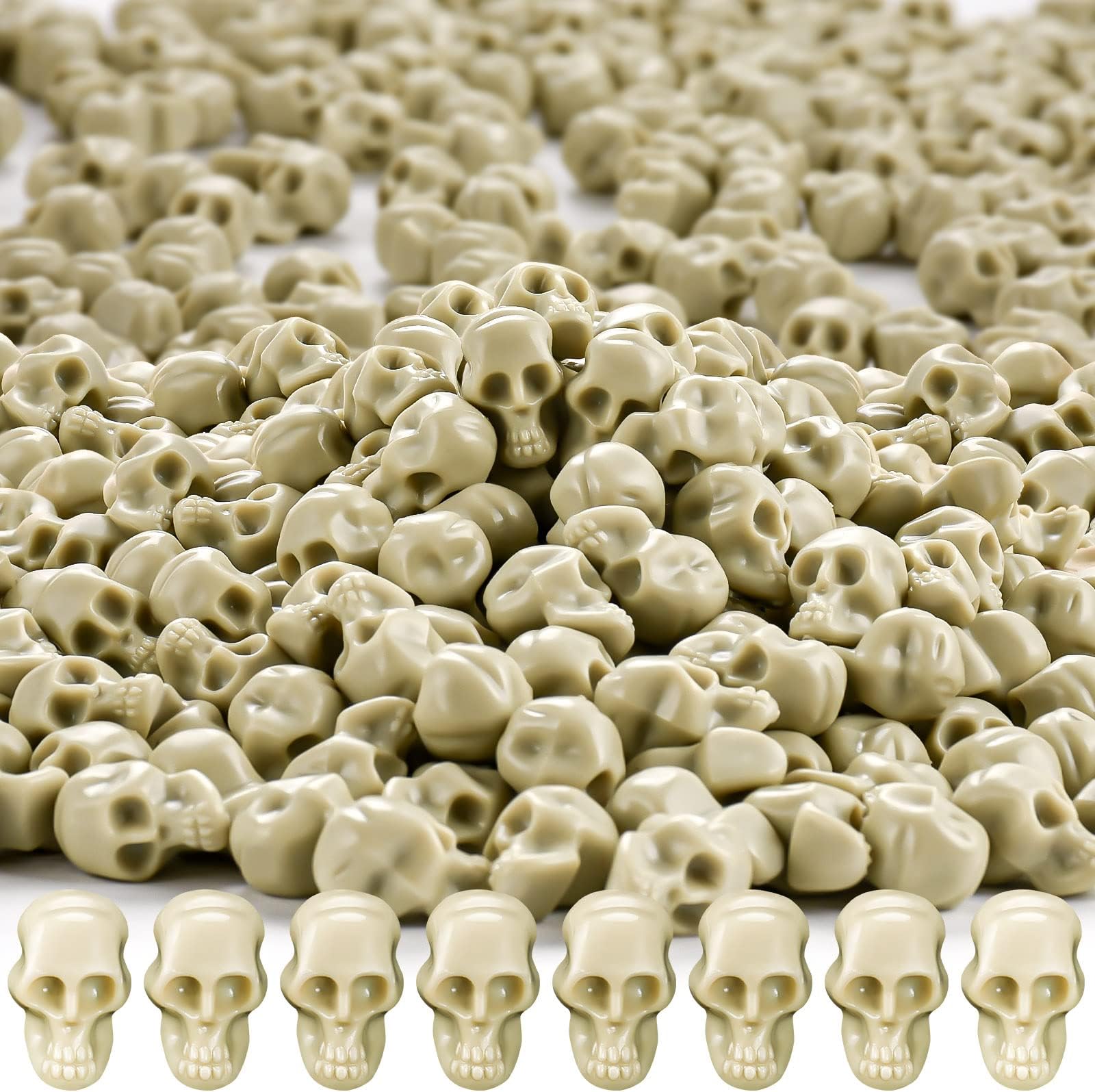 115Pcs Mini Plastic Skull Heads, Miniature Skulls, Halloween Skull Figurines for Halloween Pranks Bar Home Table Decoration