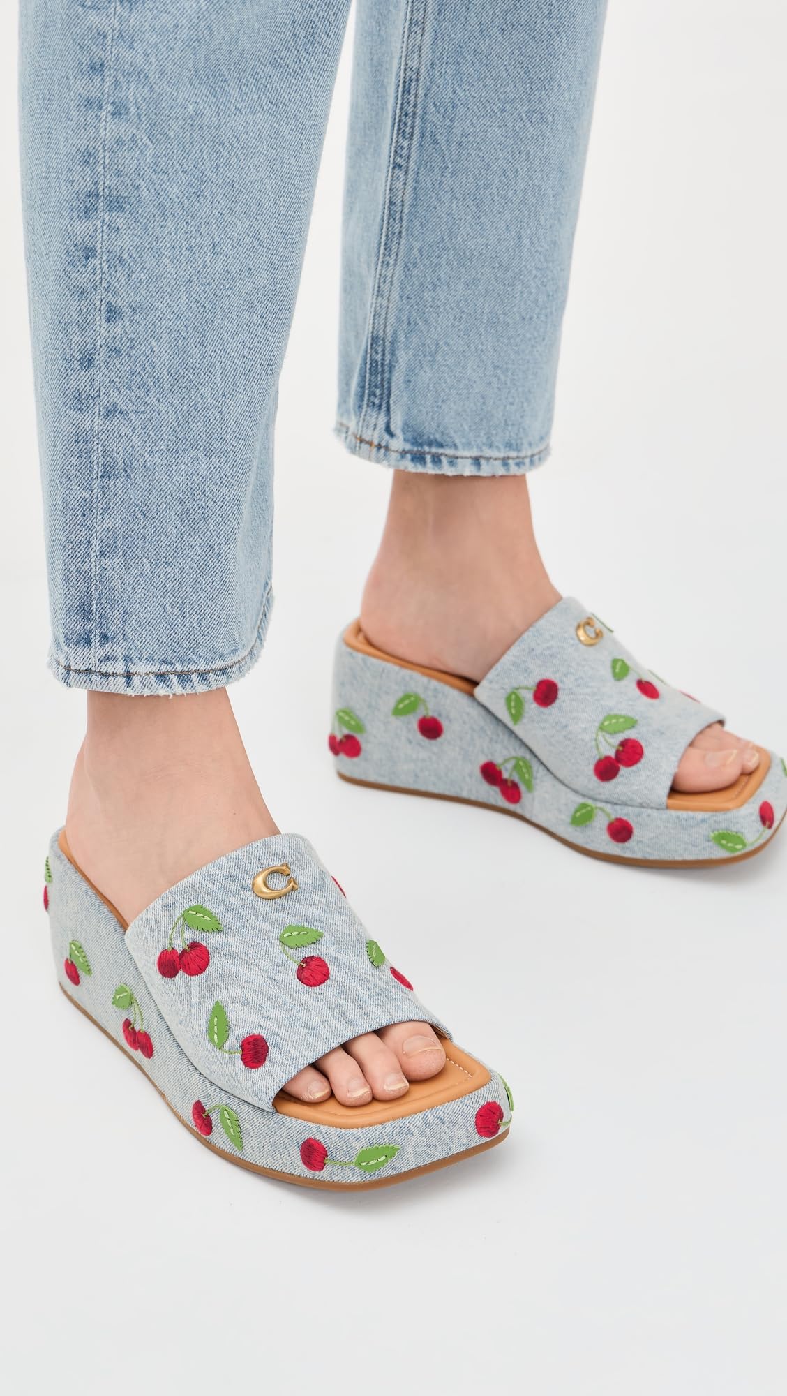 Coach Women's Marie Platform Slide Sandals Denim Multi