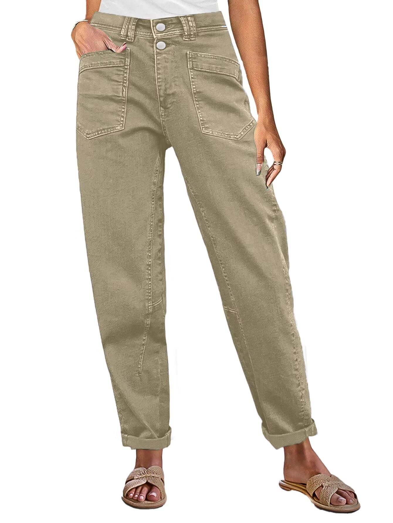 Flamingals Mid Rise Straight Leg Pants Women Stitch Detailing Workout Dressy Cropped Pants Spring Summer Trendy