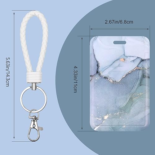 Miniatura 2 de SHININGEYES Soporte para tarjetas de identificación con llavero de metal, estuche de plástico abierto con llavero para estudiantes, profesores,