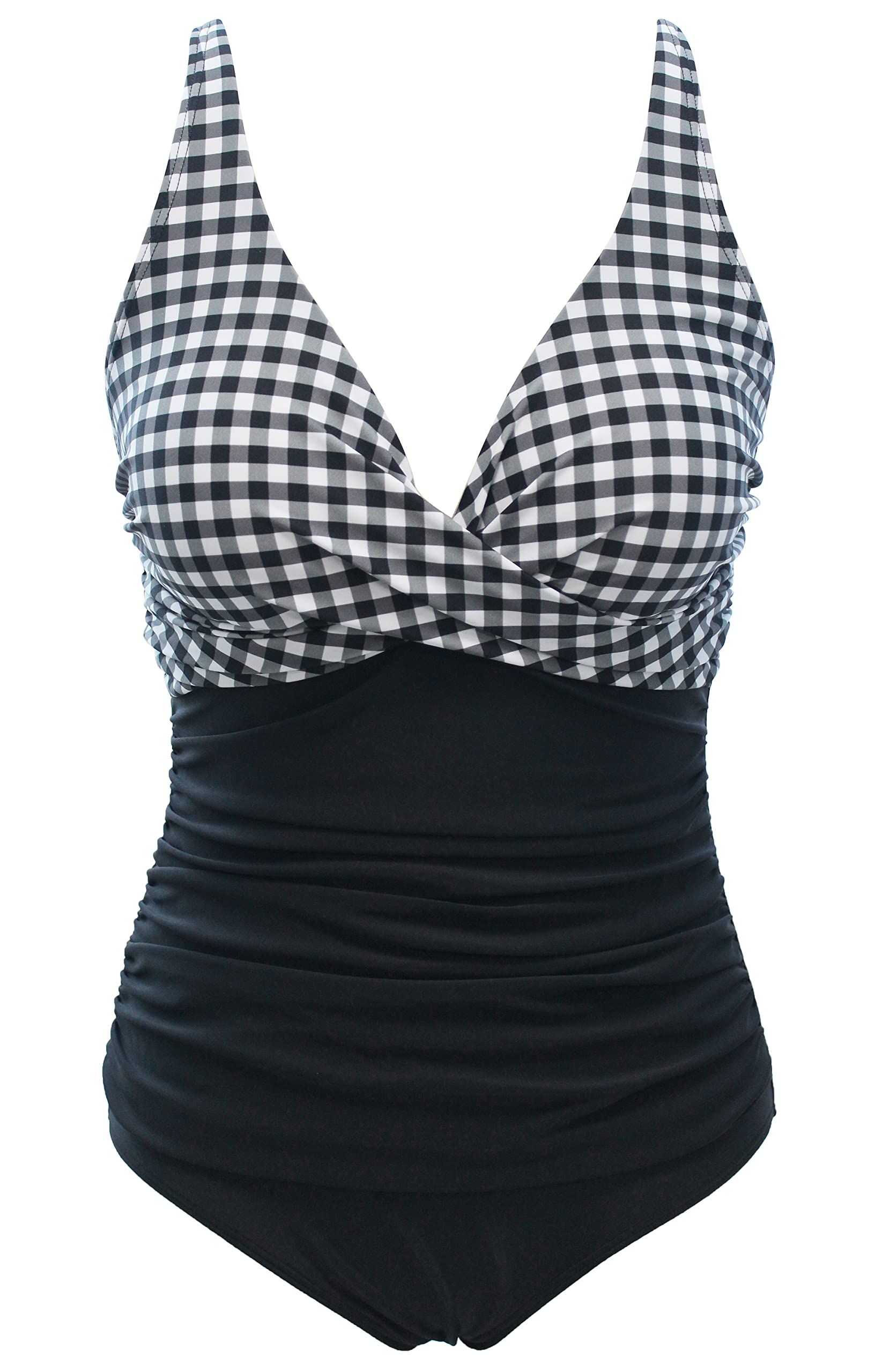 LA ORCHID Damen Badeanzug bauchweg Push up einteiliger Badeanzug bademode v Ausschnitt bademode high Waist für Urlaub