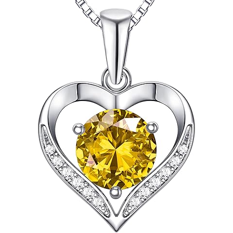 Blahanna Heart Moissanite Birthstone Necklaces Anniversary/Birthday/Best Friend/Girlfriend/Wife Gifts for Her 925 Sterling Silver Pendant Necklace for Women