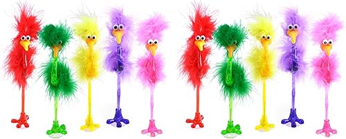 Miniatura 10 de Nuobesty 12 bolígrafos de plástico con forma de avestruz, para oficina, escuela, estudiantes, niños, regalo (color al azar)
