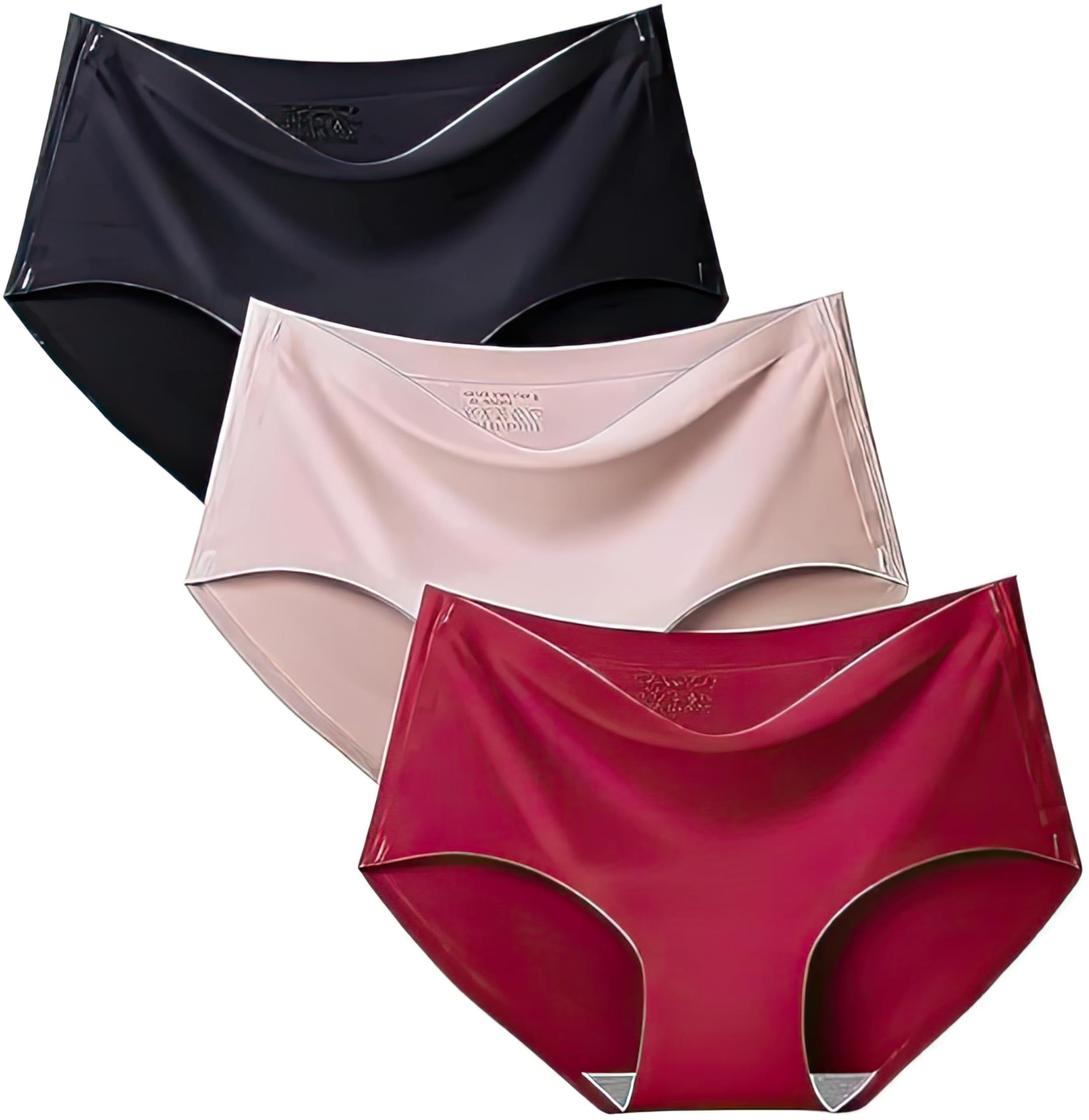 Women's/Girl's Ice Silk Seamless Mid Rise No Show Laser Cut Invisible Pants Smooth Stretch Women Hipster Pants for Women Daily Use (Pack of 3, Multicolor)-image-37