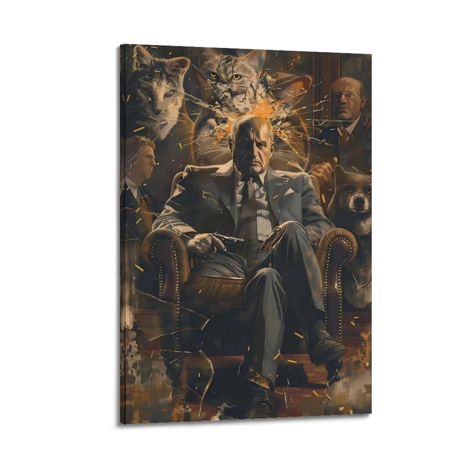 Juwrhrhhrh Frame-Style The Cat Family (2) Poster Canvas Aesthetic Wall Art Painting Decor For Living Room Bed Room 20X30inch(50X75cm)